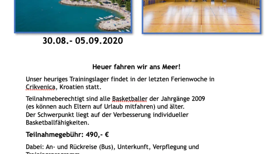 Trainings Camp 2020 in Kroatien