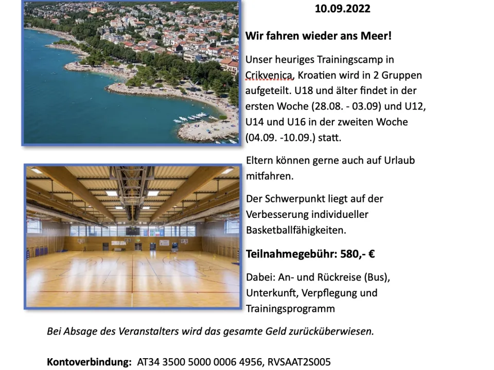 Trainingscamp Kroatien 2022